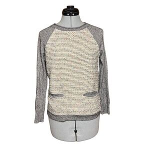 J. Crew Gray Sweater Tweed Front Wool Blend Long Sleeves Crew Neck Extra Small